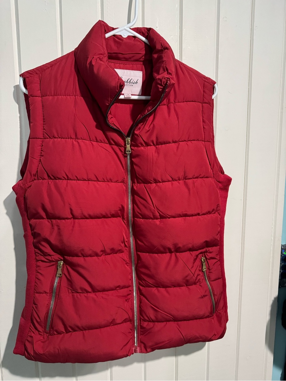 Red Quilted Sleeveless Puffer Vest by Snobbish Large